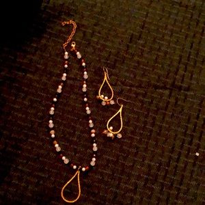 Sarah Blaine teardrop necklace with agate, onyx, pearl & teardrop earrings